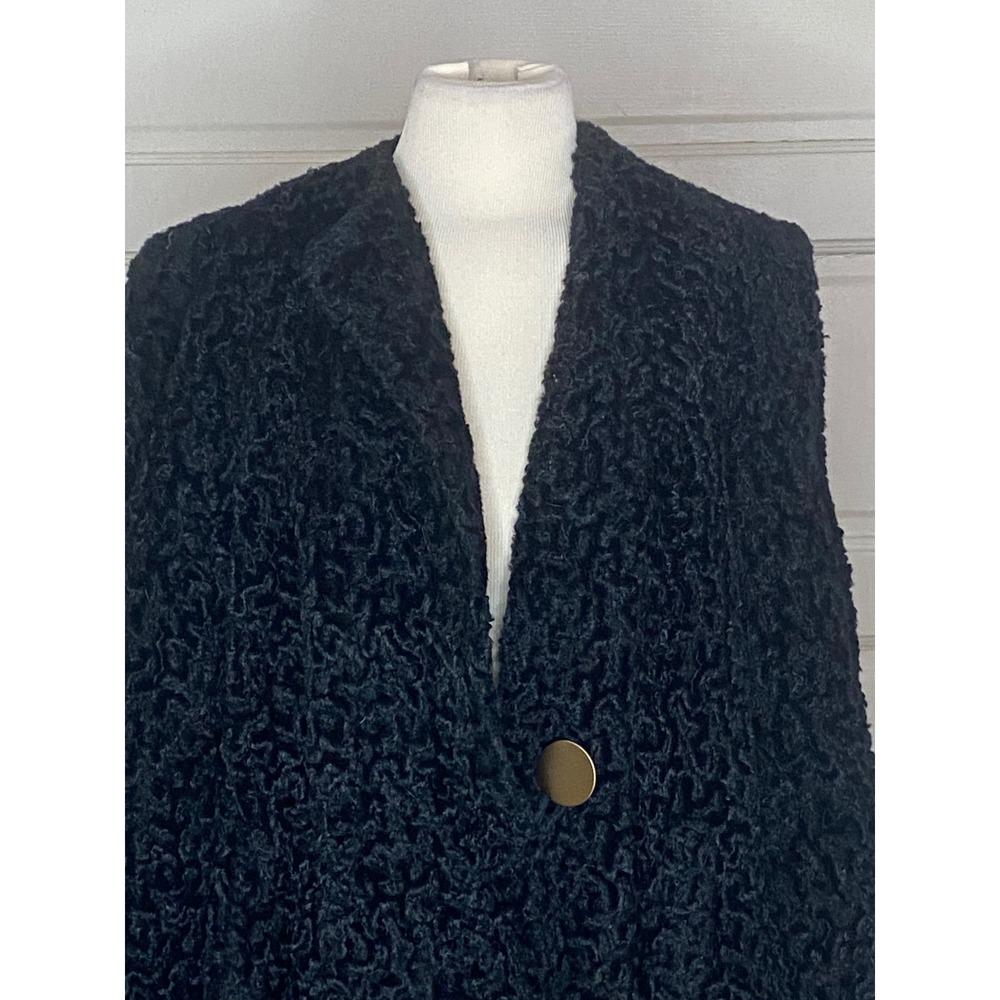 50 VTG Black Persian Lamb Fur Coat luxury old money rockabilly - Picture 2 of 12